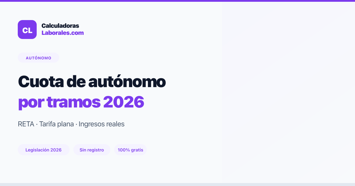 Guía de cuota de autónomo por tramos 2026 — Calculadoras Laborales