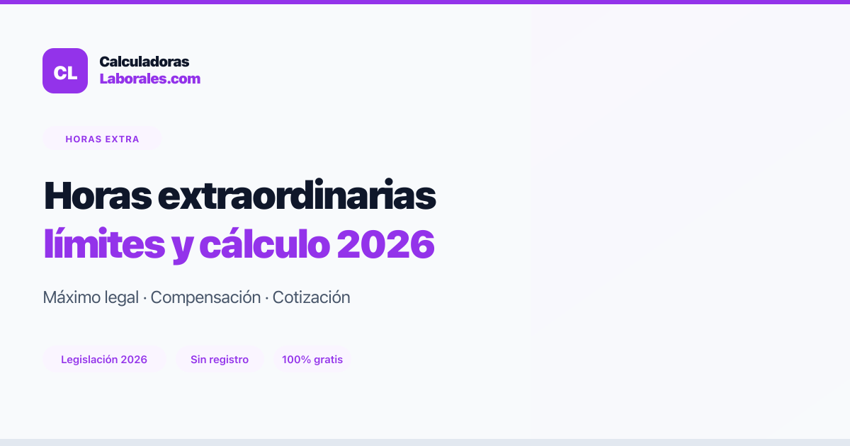 Guía de horas extraordinarias: límites y compensación — Calculadoras Laborales
